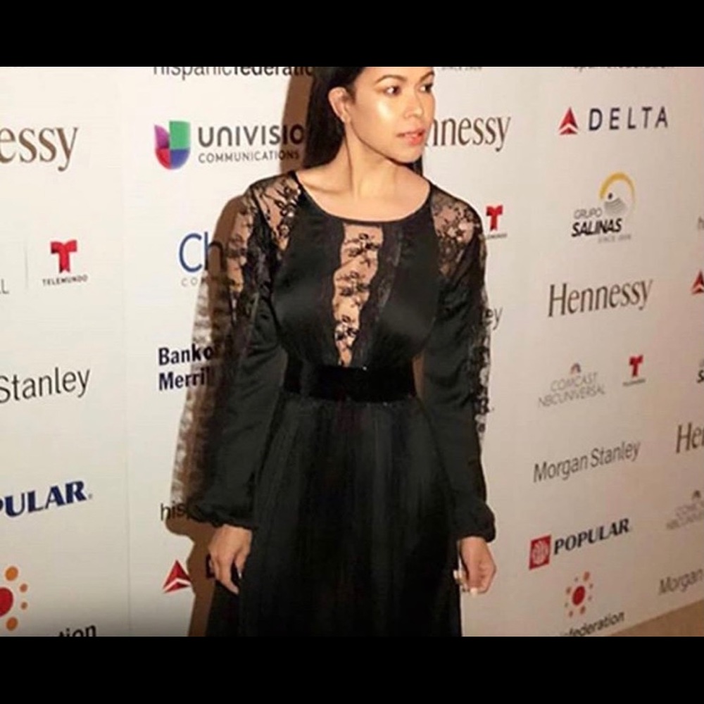 Beautiful one of a kind luxe black lace dress by Gracia. Sold Out.